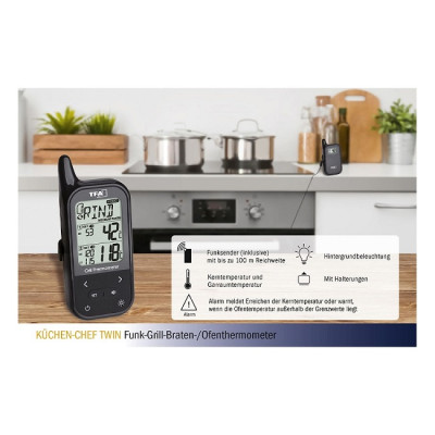 Термометр для барбекю з радіодатчиком TFA Küchen-Chef TWIN