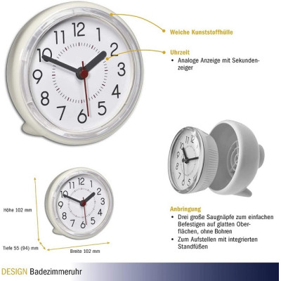 Годинник для ванної кімнати безшумний TFA 60305502