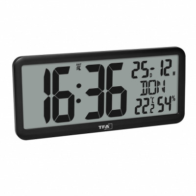 Часы настенные цифровые TFA черный 356x27x161 мм (60452501)